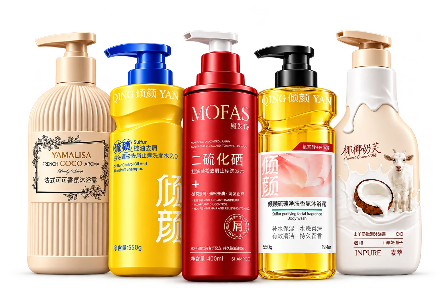 五款洗护产品陈列 · 企业提供商品视觉