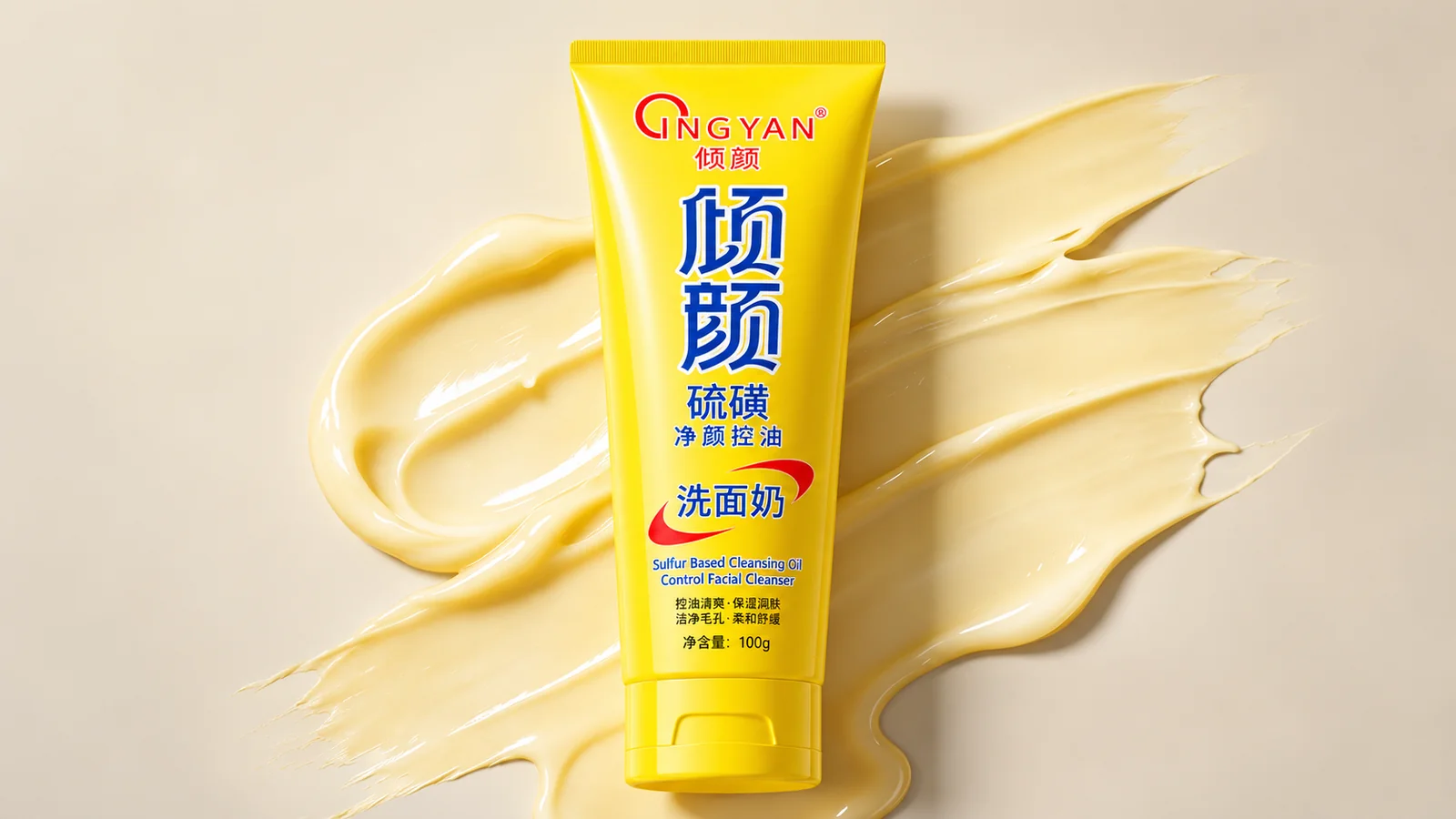 倾颜黄色洁面乳商品视觉 · 企业提供商品视觉